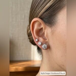 New Set of 3 Pairs Graduated Round Cut Stud Earrings | Stainless Steel (Acero)